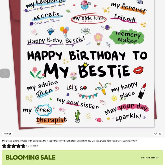 Happy Birthday, Bestie Card - Picture 1 of 6